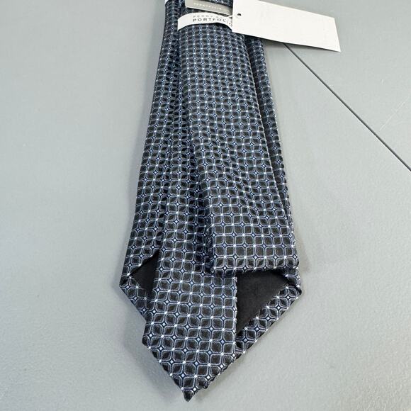 Perry Ellis Portfolio Mens Necktie Norton Neat Black Office Professional New - Picture 7 of 9